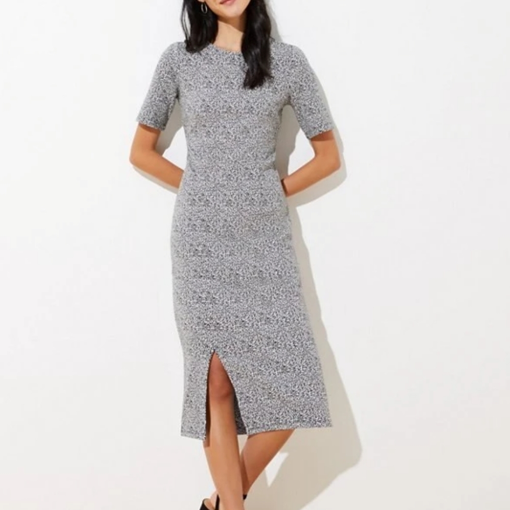 Loft Leopard Jacquard Midi Dress